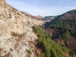 Aerial view of Ancient sanctuary Dazhdovnitsa,  Bulgaria