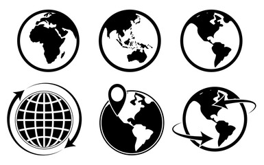 set of world map globe icon isolated. eps vector