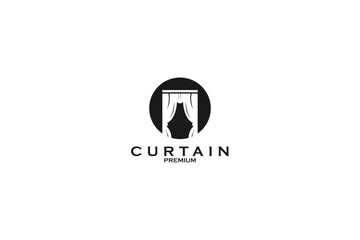 Flat curtain logo icon design template vector illustration idea