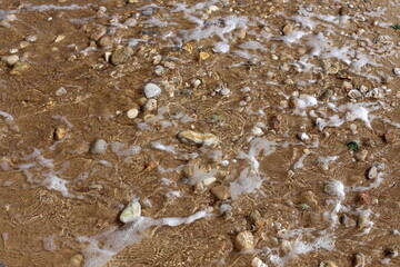 Large stones in a city park on the shores of the Mediterranean Sea