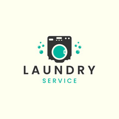 laundry vintage logo icon template design. soap, clothesline, water, bubble, vector illustration