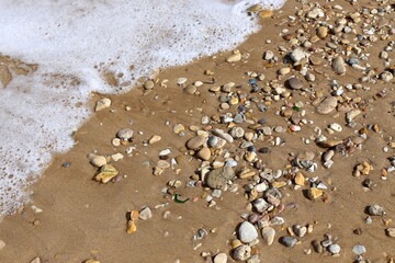 Large stones in a city park on the shores of the Mediterranean Sea