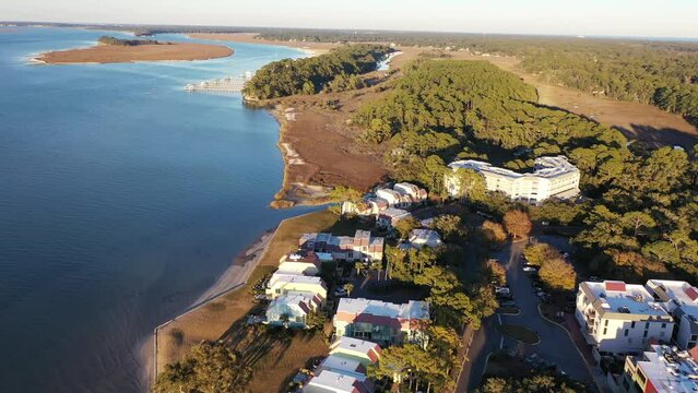 Aerial View of Harbour Town and lighthouse on Hilton Head Island South Carolina