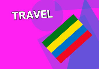 Mauritius travel. Government flag on colorful.  Port Louis  Mauritius travel concept