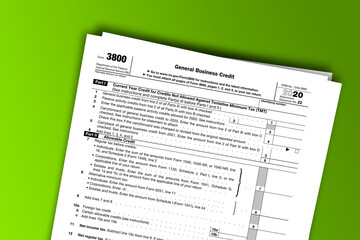 Obraz premium Form 3800 documentation published IRS USA 43902. American tax document on colored