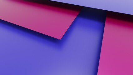 Overlapping pink-purple paper planes layer. Abstract background. 3D high quality rendering. 3D illustration. 3D CG.