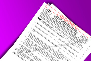 Obraz premium Form 1040 (Schedule 2) documentation published IRS USA 44116. American tax document on colored