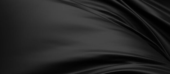 Abstract black fabric background with copy space 3d render