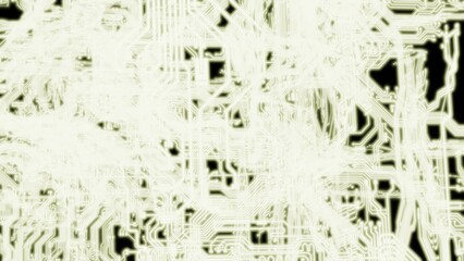 Circuit technology yellow　illuminated line under black background with hi-tech digital data connection system and computer electronic desing. 3D illustration. 3D CG. High quality rendering.