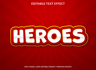 heroes text effect template with editable layout and abstract style use for business logo and brand