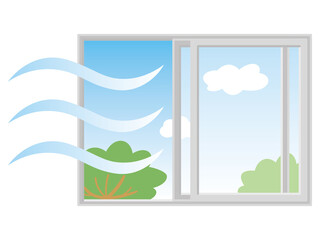 窓を開けて換気している　感染症対策