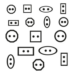 Set buttons different shapes. Modern collection for textile design. Vector illustration. stock image. 
