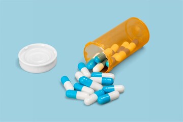 Covid-19 Antiviral. Covid-19 Antiviral Medical pills in prescription drug bottle