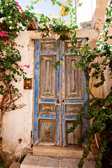 Fototapeta na wymiar Old wooden house door in the old town of Jaffa, Tel Aviv, Israel