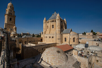 Dormition Abbey (Hagia Maria Sion Abbey) in old town of Jerusalem, Israel
