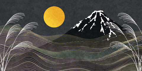 富士山　お月見　十五夜　背景