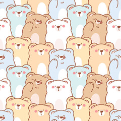 Obraz premium Seamless Pattern of Cute Cartoon Bear Illustration Design