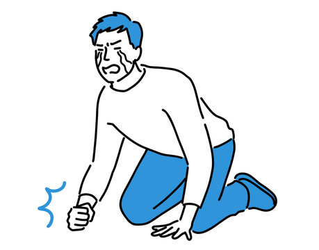 recommend clip art: ひざまづいて涙を流して悔しがっている若い男性
                    