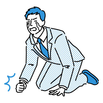 recommend clip art: ひざまづいて涙を流して悔しがっているスーツを着た男性
                    