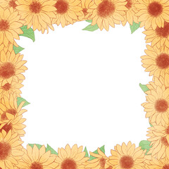 背景素材_水彩風_ひまわり