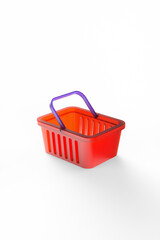Shopping cart on a white background. 3d rendering illustration