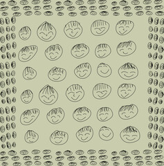 Face with feelings hand drawn in cartoon character