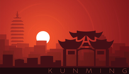Kunming Low Sun Skyline Scene