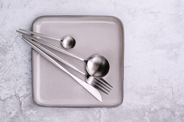 Clean silver metal cutlery