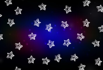 Dark Blue, Red vector texture with beautiful stars.