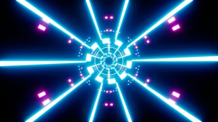 Blue Zigzag Pattern Shining Rays and Neon Dot Lights