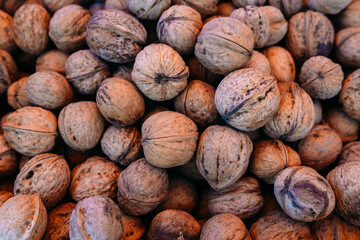  Lots of walnuts at the farmers market counter