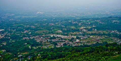 Fototapeta na wymiar Beautiful view of Alesano hills. From this hill the city of Bogor can be seen clearly. Bogor, West Java, Indonesia