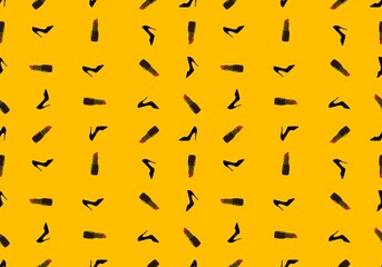 Woman seamless shoes and lipstick pattern for wrapping paper and clothes print and notebooks and shops and hobbies