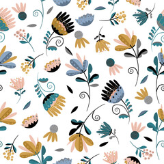 Floral seamless pattern background for fashion prints, fabric, wallpaper and all prints on background earth tone color.
