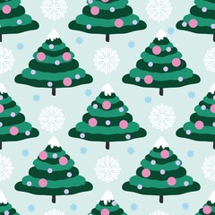 Winter seamless Christmas trees pattern for wrapping paper and kids and fabrics and new year gifts and hobbies