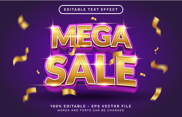 mega sale 3d editable text effect with light color template
