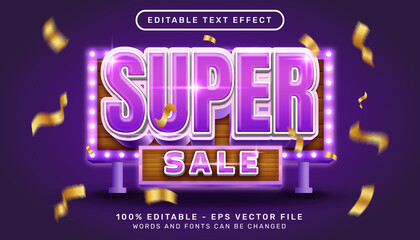 super sale 3d editable text effect with light color template