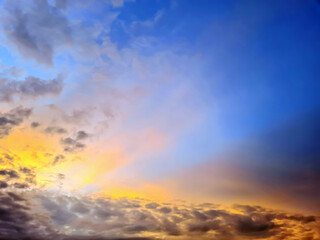 Colorful cloudy sky at sunset. Sky texture, abstract nature background