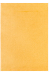 Real photo, craft paper A4 size envelope isolated on white background.