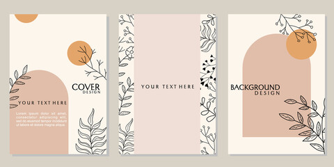 template catalog cover with hand drawn floral ornaments. simple and minimalistic brown background. aesth desain design