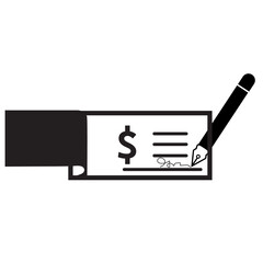 cheque icon on white background. checkbook and pen sign. bank cheque book symbol. flat style.