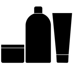 cosmetics bottle and cream tube icon. cosmetic bottle sign. makeup cosmetics symbol. flat style.