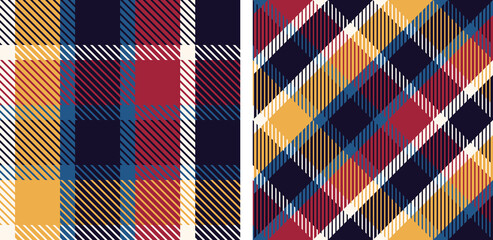 Plaid seamless vector pattern set.