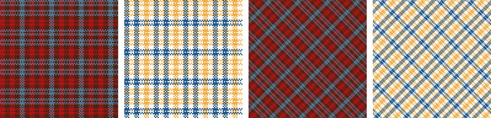 Plaid seamless vector pattern set.