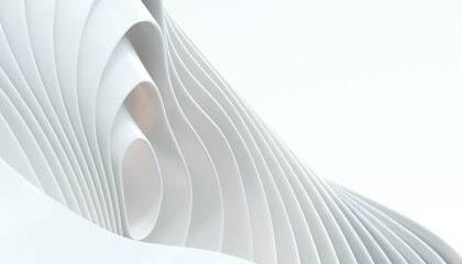 The abstract background has an abstract curved landscape. White wavy shapes, undulations, architecture abstraction Minimal decoration for banner or cover design
