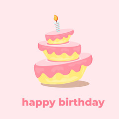  Happy Birthday cake flat icon. Vector illustration
