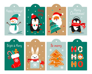 Set of vector illustration of christmas gift labels.
