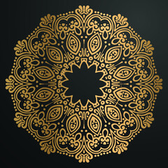 Luxury ornamental mandala design background in gold color