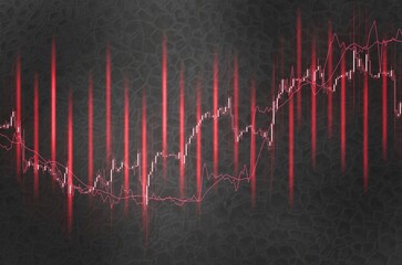 The crashing market volatility of crypto trading with technical graph and indicator. Cryptocurrency...