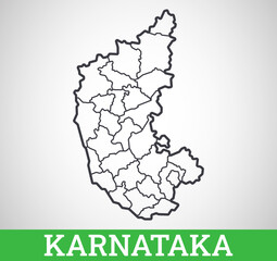 Simple outline map of Karnataka District, India. Vector graphic illustration.